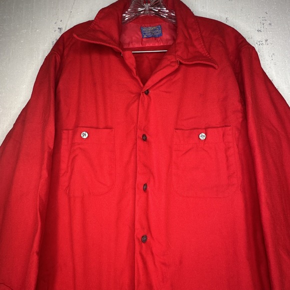 Vintage Pendleton Red Virgin Wool Button-Up Long Sleeve Shirt | Tagged Sz: XL - Picture 6 of 11
